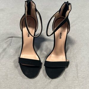 Fashion Nova Black Stiletto Heels with Ankle Strap
